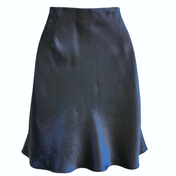 Aritzia Babaton Slip Satin Mini Skirt Starboard Blue Bias Cut Elastic Waist 6 - Picture 2 of 5